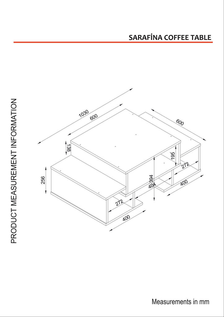 Diivanilaud Kalune Design 756, valge/pruun цена и информация | Diivanilauad | kaup24.ee