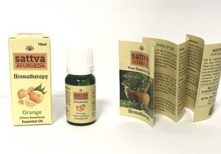 Apelsini eeterlik õli Sattva Ayurveda Orange, 10 ml hind ja info | Eeterlikud ja kosmeetilised õlid | kaup24.ee