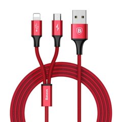 Kaabel Baseus USB Rapid 2In1 Lightning / Micro Usb 3A 1.2m, punane (CAML-SU09) hind ja info | Mobiiltelefonide kaablid | kaup24.ee