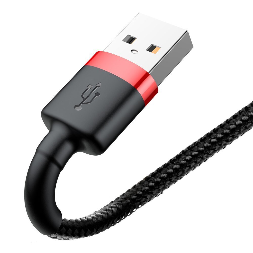 Kaabel Baseus USB Durable Nylon Braided Wire Usb / Lightning Qc3.0 2A 3m, must/punane CALKLF-R91 hind ja info | Mobiiltelefonide kaablid | kaup24.ee