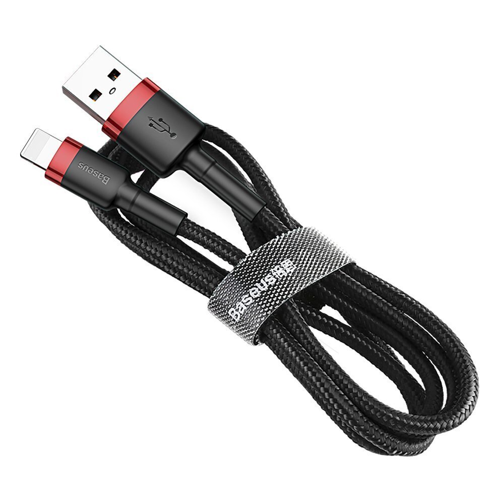 Kaabel Baseus USB Durable Nylon Braided Wire Usb / Lightning Qc3.0 2A 3m, must/punane CALKLF-R91 цена и информация | Mobiiltelefonide kaablid | kaup24.ee