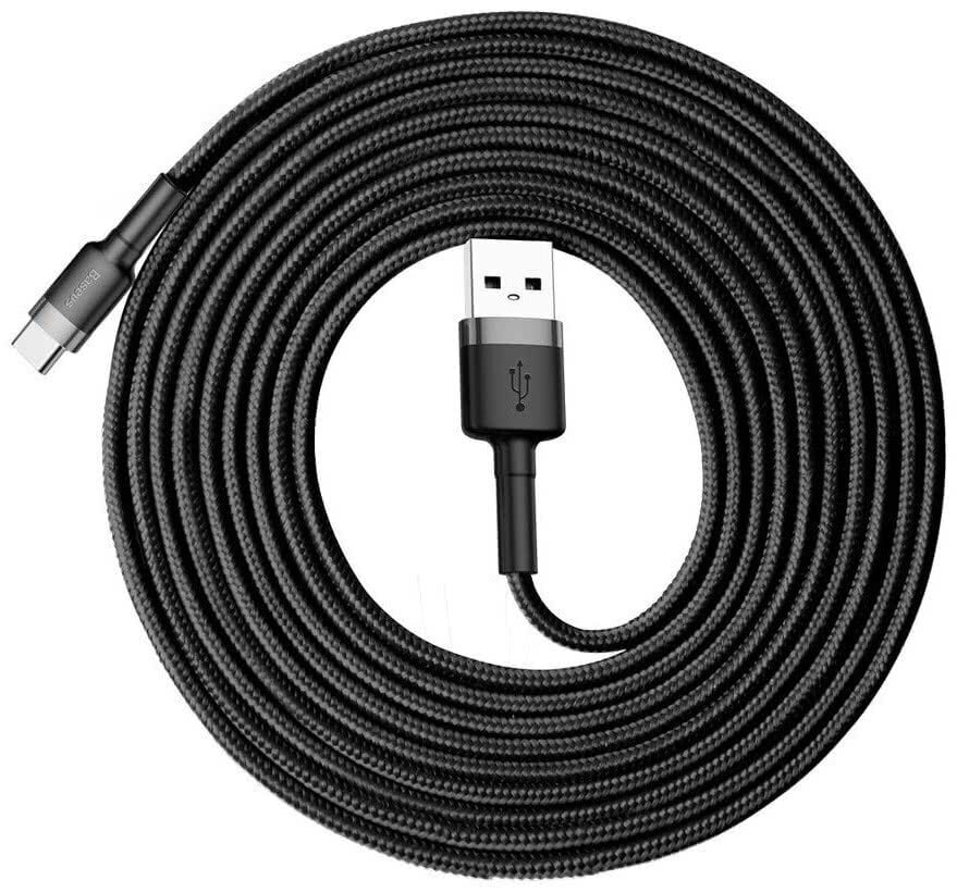 Kaabel Baseus USB Durable Nylon Braided Wire Usb / Usb-C Qc3.0 2A 3m, must/hall цена и информация | Mobiiltelefonide kaablid | kaup24.ee