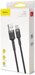 Кабель Baseus USB Durable Nylon Braided Wire Usb / Usb-C Qc3.0 2A, 3 м, черный/серый цена и информация | Кабели для телефонов | kaup24.ee