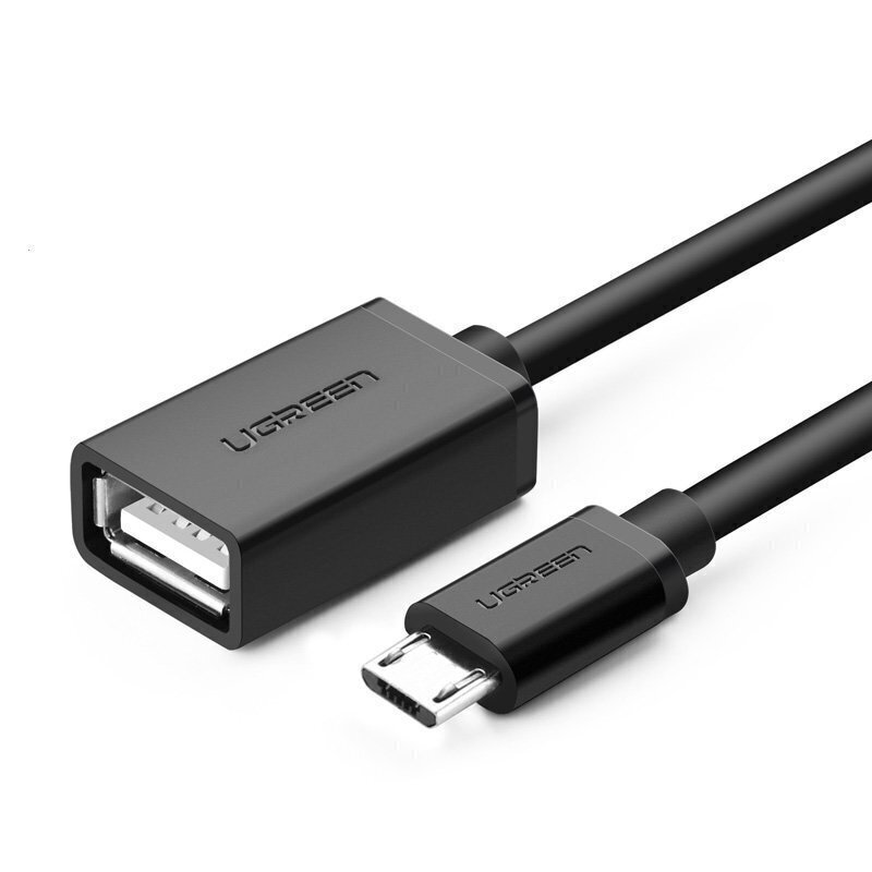 Adapter Ugreen USB (female) - micro USB (male) OTG 12 cm USB 2.0 480 Mbps, must (US133 10396) hind ja info | Mobiiltelefonide kaablid | kaup24.ee