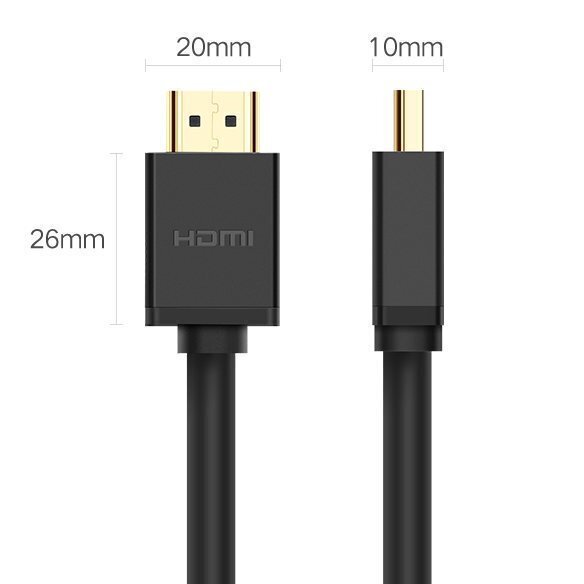 Kaabel Ugreen HDMI 4K 60 Hz 3D 3 m, must (HD104 10108) цена и информация | Kaablid ja juhtmed | kaup24.ee