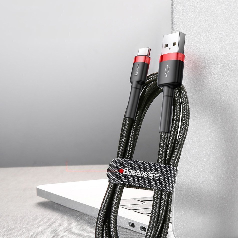 Kaabel Baseus USB Nylon Braided Wire Usb / Usb-C Qc3.0 2A 3m, punane CATKLF-U09 цена и информация | Mobiiltelefonide kaablid | kaup24.ee