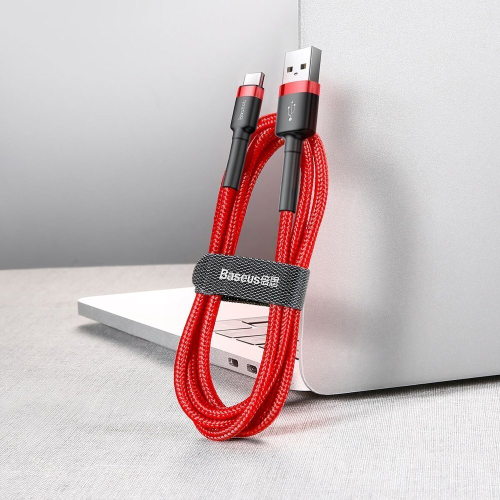 Kaabel Baseus USB Nylon Braided Wire Usb / Usb-C Qc3.0 2A 3m, punane CATKLF-U09 hind ja info | Mobiiltelefonide kaablid | kaup24.ee