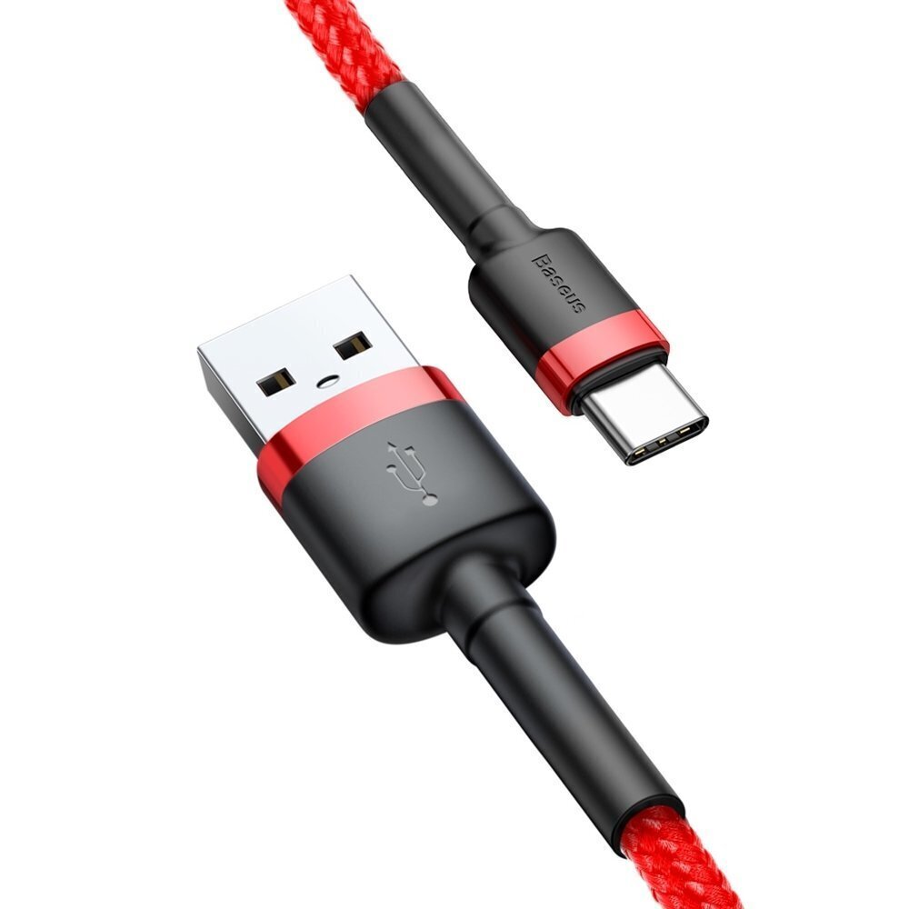 Kaabel Baseus USB Nylon Braided Wire Usb / Usb-C Qc3.0 2A 3m, punane CATKLF-U09 hind ja info | Mobiiltelefonide kaablid | kaup24.ee