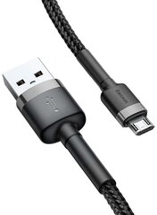 Kaabel Baseus USB Durable Nylon Braided Wire Usb / Micro Usb 2A 3m, must/hall (Camklf-Hg1) hind ja info | Mobiiltelefonide kaablid | kaup24.ee