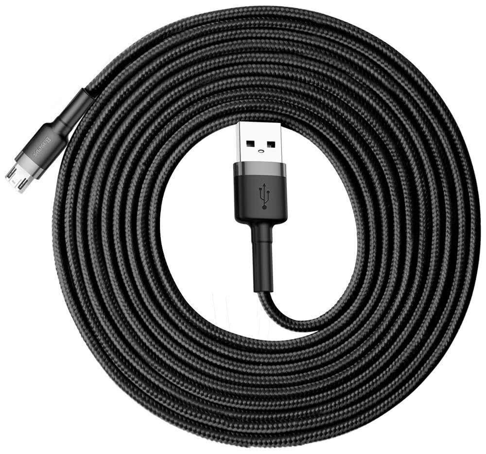 Kaabel Baseus USB Durable Nylon Braided Wire Usb / Micro Usb 2A 3m, must/hall (Camklf-Hg1) hind ja info | Mobiiltelefonide kaablid | kaup24.ee