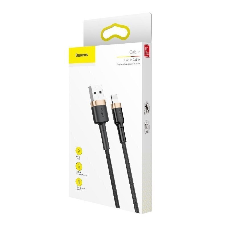 Kaabel Baseus Cafule USB Lightning 1.5 A 2m, kuldne/must hind ja info | Mobiiltelefonide kaablid | kaup24.ee