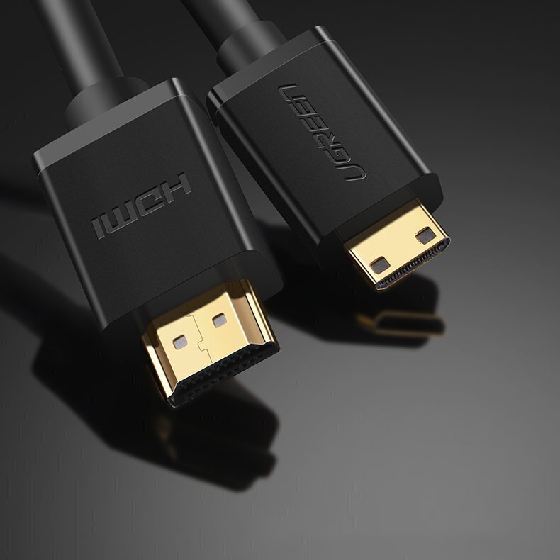 Kaabel Ugreen HDMI (male) - mini HDMI (male) 3D Ethernet ARC 1 m, must (HD108 10195) hind ja info | Kaablid ja juhtmed | kaup24.ee