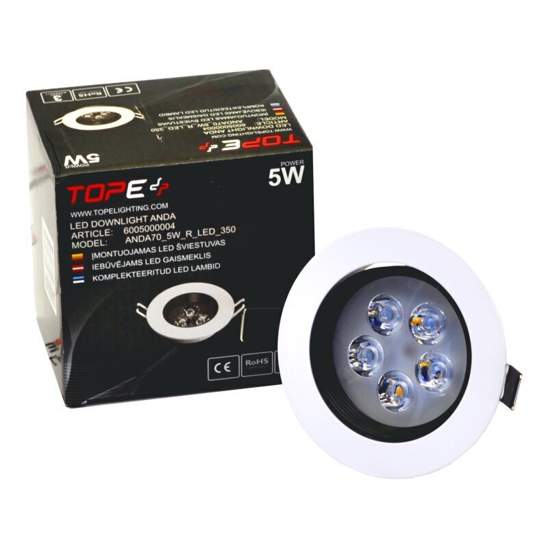 Süvistatav valge ümmargune led-valgusti Anda 5 W hind ja info | Süvistatavad ja LED valgustid | kaup24.ee