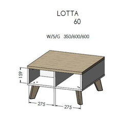 Кофейный столик Cama Meblea Lotta 60, белый/цвет дуба цена и информация | Журнальные столики | kaup24.ee