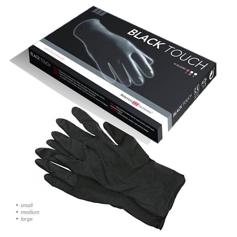 Kindad lateksist Black Touch, 10 tk, M suurus hind ja info | Esmaabi | kaup24.ee