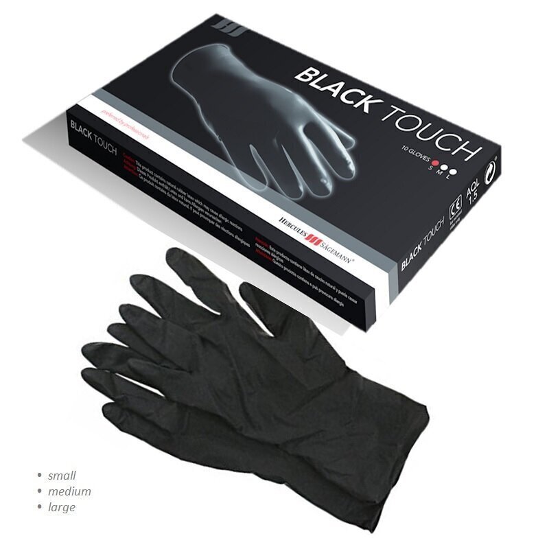 Kindad lateksist Black Touch, 10 tk, L suurus hind ja info | Esmaabi | kaup24.ee