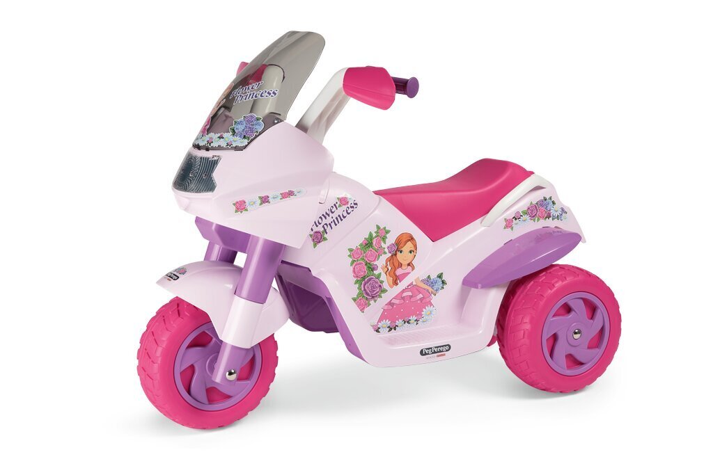 Kolmerattaline laste elektrimootorratas Peg Perego Flower Princess 6V, roosa hind ja info | Laste elektriautod | kaup24.ee