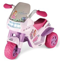 Одноместный детский трехколесный электрический мотоцикл Peg Perego Flower Princess 6V, розовый цена и информация | Электромобили для детей | kaup24.ee