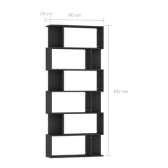 vidaXL raamaturiiul/ruumijagaja must 80 x 24 x 192 cm puitlaastplaat hind ja info | Riiulid | kaup24.ee