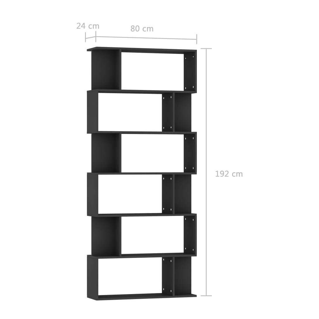 vidaXL raamaturiiul/ruumijagaja must 80 x 24 x 192 cm puitlaastplaat цена и информация | Riiulid | kaup24.ee