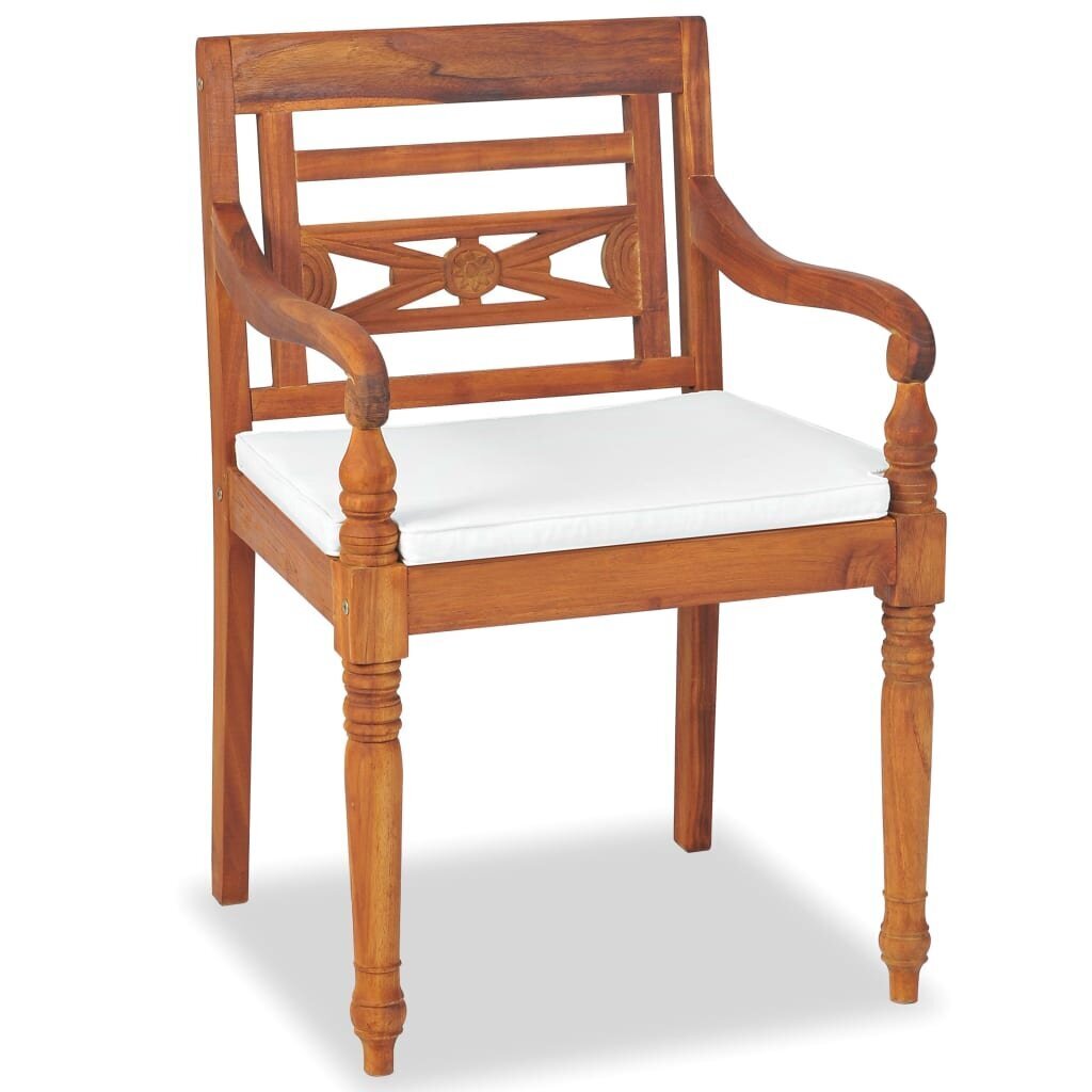 vidaXL bataavia toolid, 2 tk, patjadega, tiikpuu hind ja info | Aiatoolid | kaup24.ee