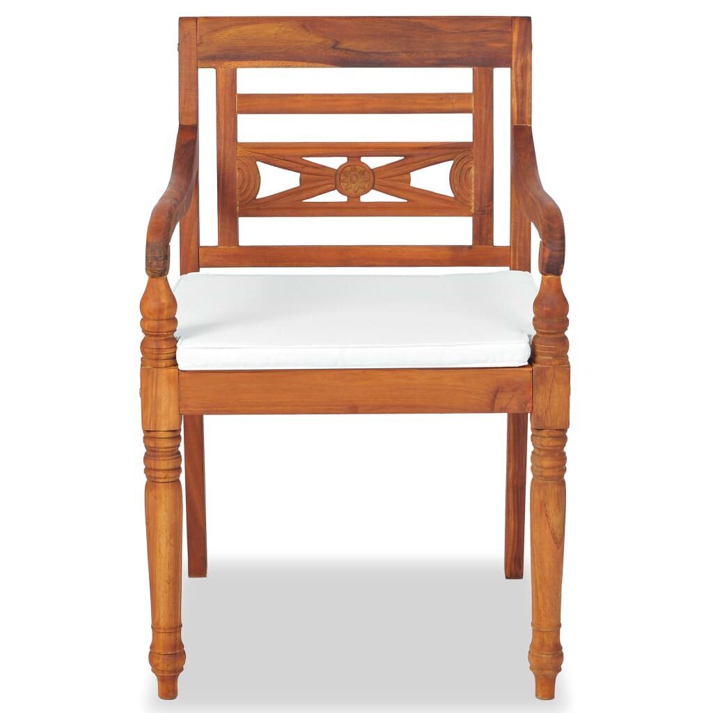 vidaXL bataavia toolid, 2 tk, patjadega, tiikpuu hind ja info | Aiatoolid | kaup24.ee