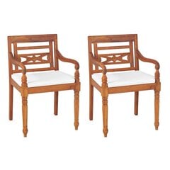 vidaXL bataavia toolid, 2 tk, patjadega, tiikpuu цена и информация | Садовые стулья, кресла, пуфы | kaup24.ee