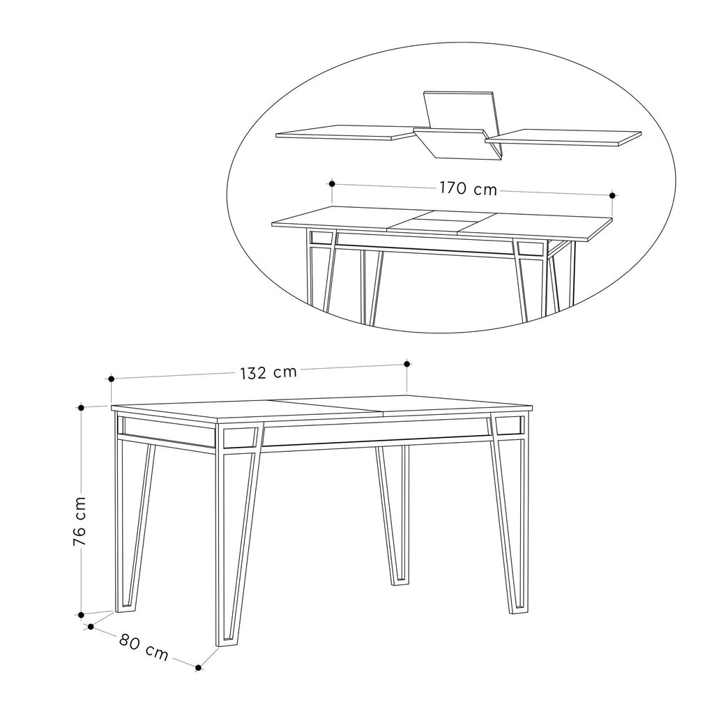 Pikendatav laud Kalune Design 855, valge hind ja info | Köögi- ja söögilauad | kaup24.ee