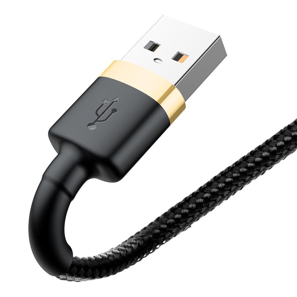 Kaabel Baseus USB Durable Nylon Braided Wire Usb / Lightning Qc3.0 2.4A 1m, must/kuldne CALKLF-BV1 hind ja info | Mobiiltelefonide kaablid | kaup24.ee