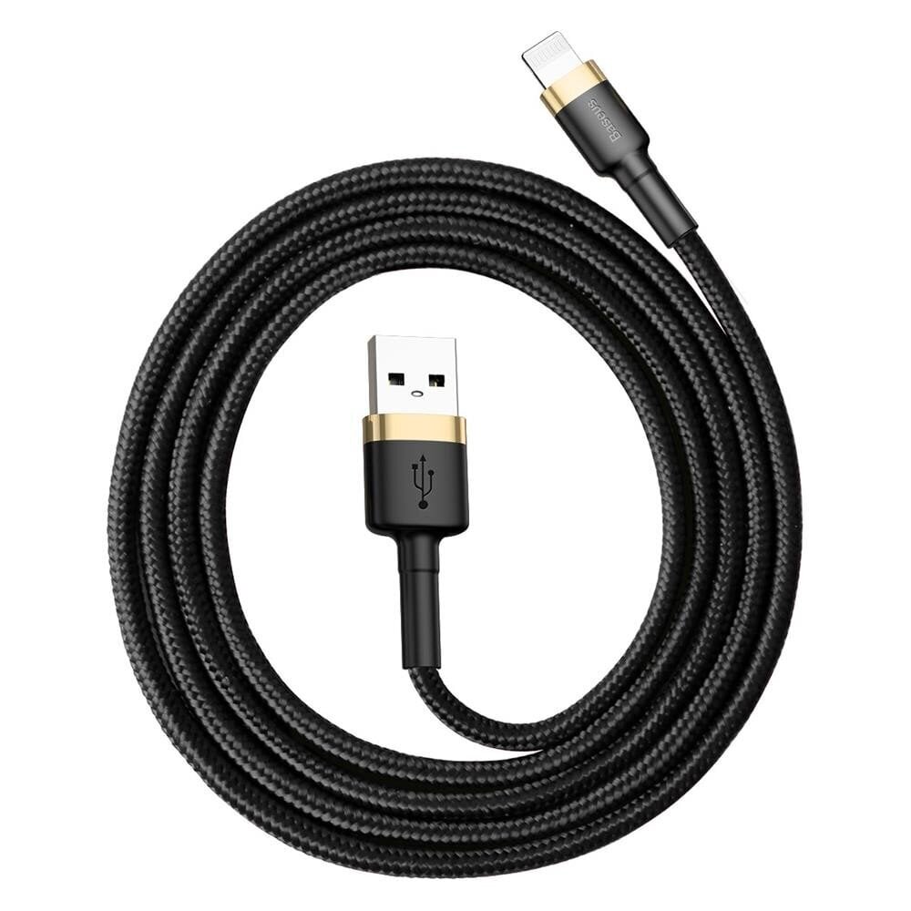 Kaabel Baseus USB Durable Nylon Braided Wire Usb / Lightning Qc3.0 2.4A 1m, must/kuldne CALKLF-BV1 hind ja info | Mobiiltelefonide kaablid | kaup24.ee