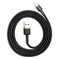 Kaabel Baseus USB Durable Nylon Braided Wire Usb / Lightning Qc3.0 2.4A 1m, must/kuldne CALKLF-BV1 цена и информация | Mobiiltelefonide kaablid | kaup24.ee