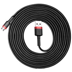 Kaabel Baseus USB Durable Nylon Braided Wire Usb / Micro Usb 2A 3m, must/punane hind ja info | Mobiiltelefonide kaablid | kaup24.ee