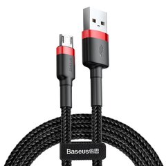 Kaabel Baseus USB Durable Nylon Braided Wire Usb / Micro Usb 2A 3m, must/punane hind ja info | Mobiiltelefonide kaablid | kaup24.ee
