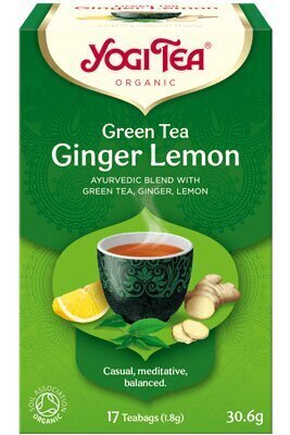 Vürtsitatud roheline tee Yogi Tea Ginger Lemon, 17x1,7g hind ja info | Tee | kaup24.ee