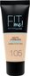 Vedel jumestuskreem Maybelline New York Fit Me! Matte & Poreless, 105 Natural Ivory, 30 ml hind ja info | Jumestuskreemid, puudrid | kaup24.ee