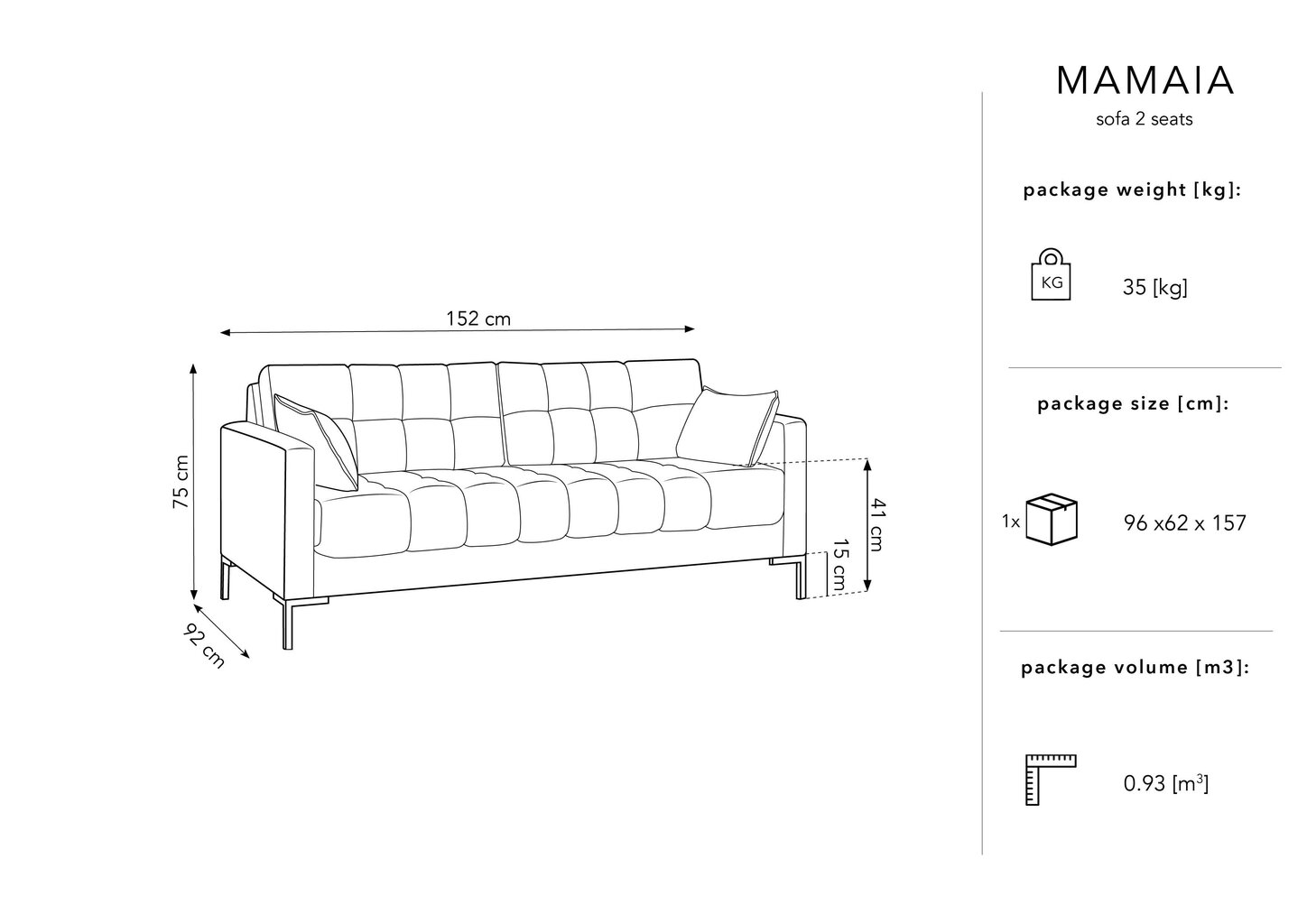 Diivan Micadoni Home Mamaia 2S, kollane/must hind ja info | Diivanid ja diivanvoodid | kaup24.ee