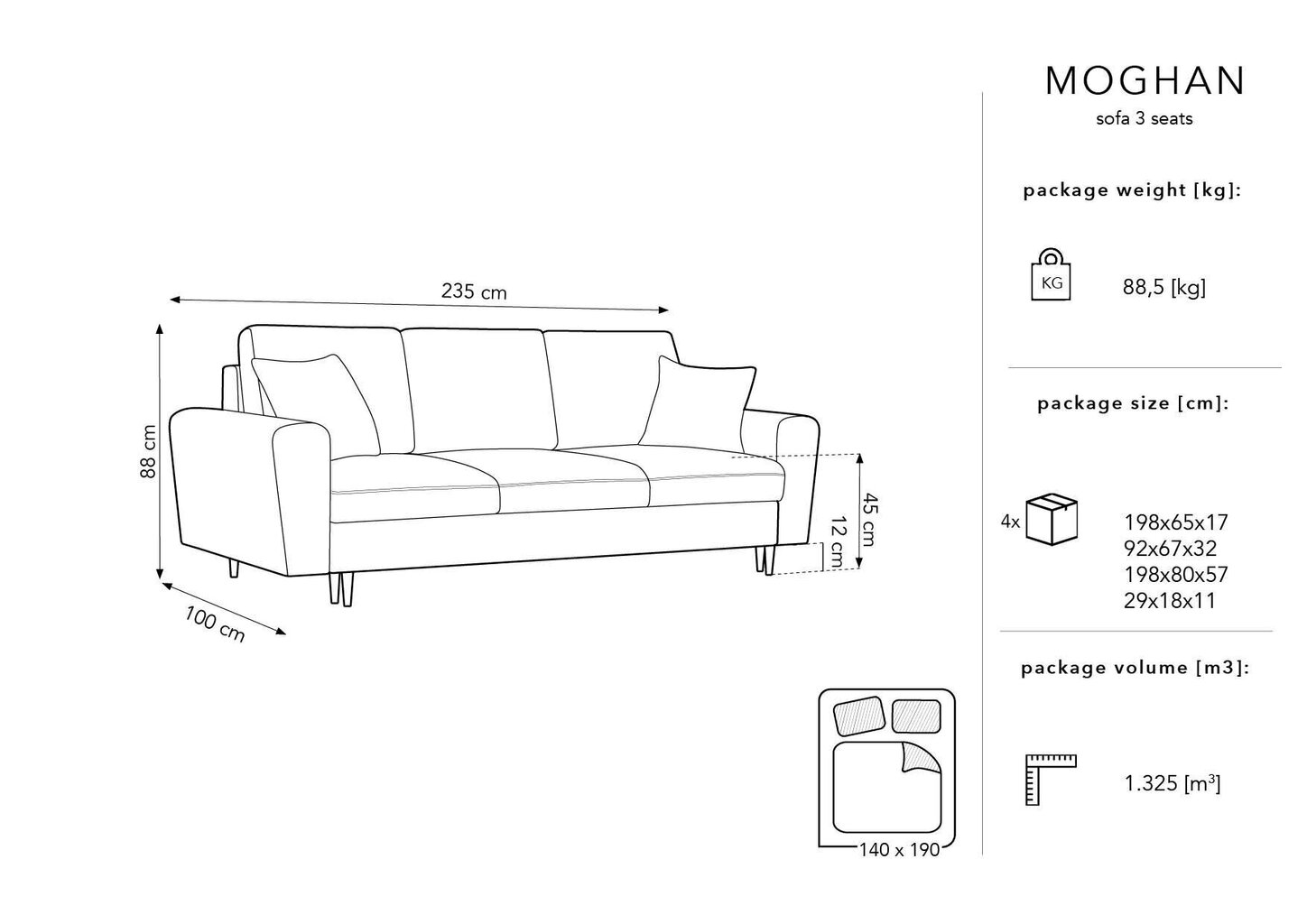 Diivan Micadoni Home Moghan 3S, punane/must hind ja info | Diivanid ja diivanvoodid | kaup24.ee