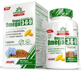Amix Nutrition GreenDay® ProVEGAN Omega 3-6-9 linaseemned 1000 mg, 60 geelkapslit hind ja info | Vitamiinid, toidulisandid, preparaadid tervise heaoluks | kaup24.ee