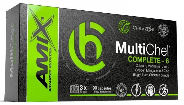 Amix Nutrition ChelaZone® MultiChel® Complete 6 bisglütsinaat Chelate 90 Vegan kapslid hind ja info | Vitamiinid, toidulisandid, preparaadid tervise heaoluks | kaup24.ee