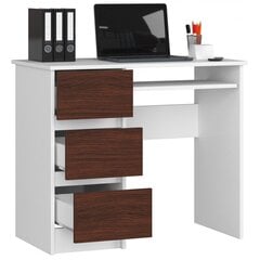 Письменный стол NORE A6, левый кариант, белый/темно-коричневый цена и информация | Компьютерные, письменные столы | kaup24.ee