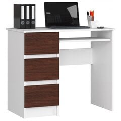 Письменный стол NORE A6, левый кариант, белый/темно-коричневый цена и информация | Компьютерные, письменные столы | kaup24.ee
