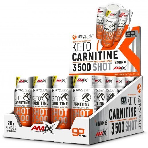 Amix Nutrition KetoLean® Keto goBHB® + Carnitine Shot 20 x 60 ml - apelsiin hind ja info | Vitamiinid, toidulisandid, preparaadid tervise heaoluks | kaup24.ee