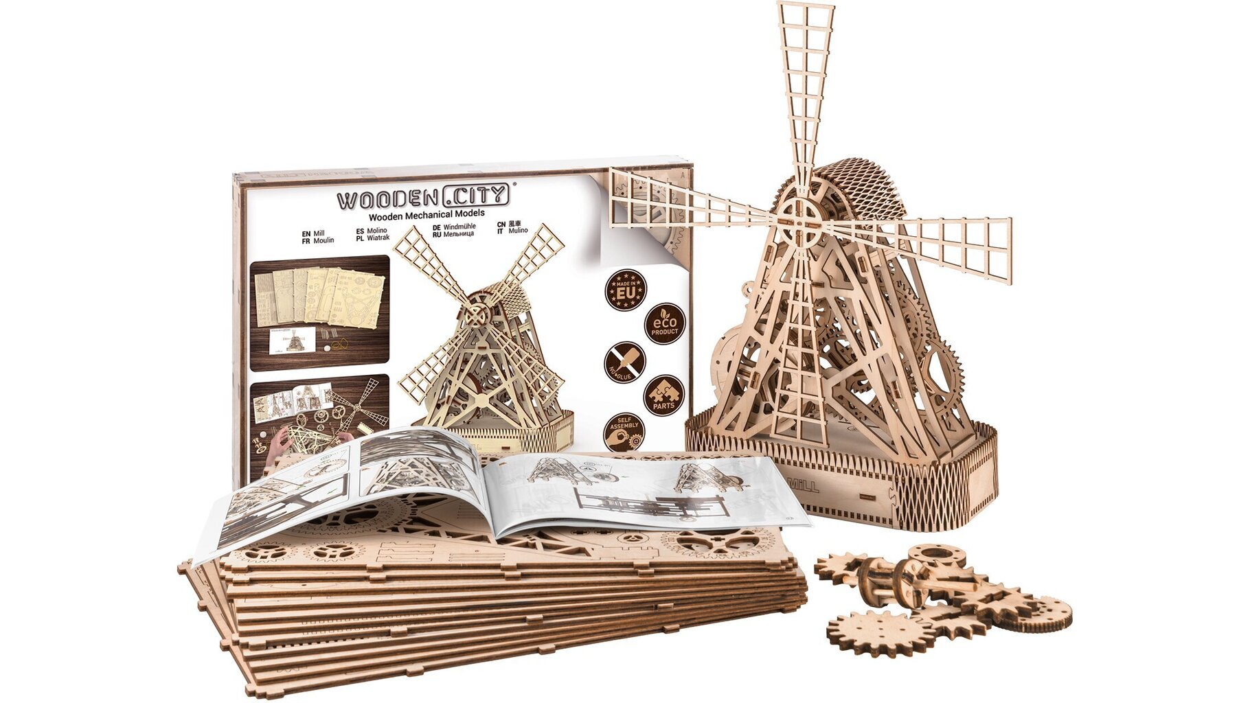 Puidust 3D pusle Veski Wooden city, 222 tk hind ja info | Pusled | kaup24.ee