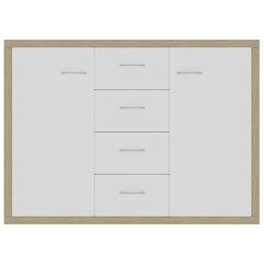 vidaXL puhvetkapp, valge ja Sonoma tamm, 88x30x65 cm puitlaastplaat hind ja info | Elutoa väikesed kapid | kaup24.ee