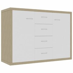 vidaXL puhvetkapp, valge ja Sonoma tamm, 88x30x65 cm puitlaastplaat цена и информация | Шкафчики в гостиную | kaup24.ee