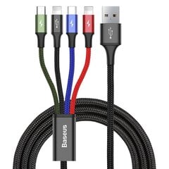 USB Kaabel Baseus 2X Lightning / USB Type C / Micro USB 3.5A 1.2m, must цена и информация | Кабели для телефонов | kaup24.ee
