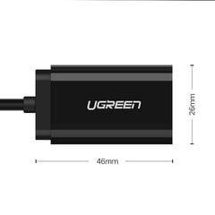 Аудио адаптер USB Ugreen, 3.5 мм mini jack 15 см, черный 30724 цена и информация | Адаптер Aten Video Splitter 2 port 450MHz | kaup24.ee