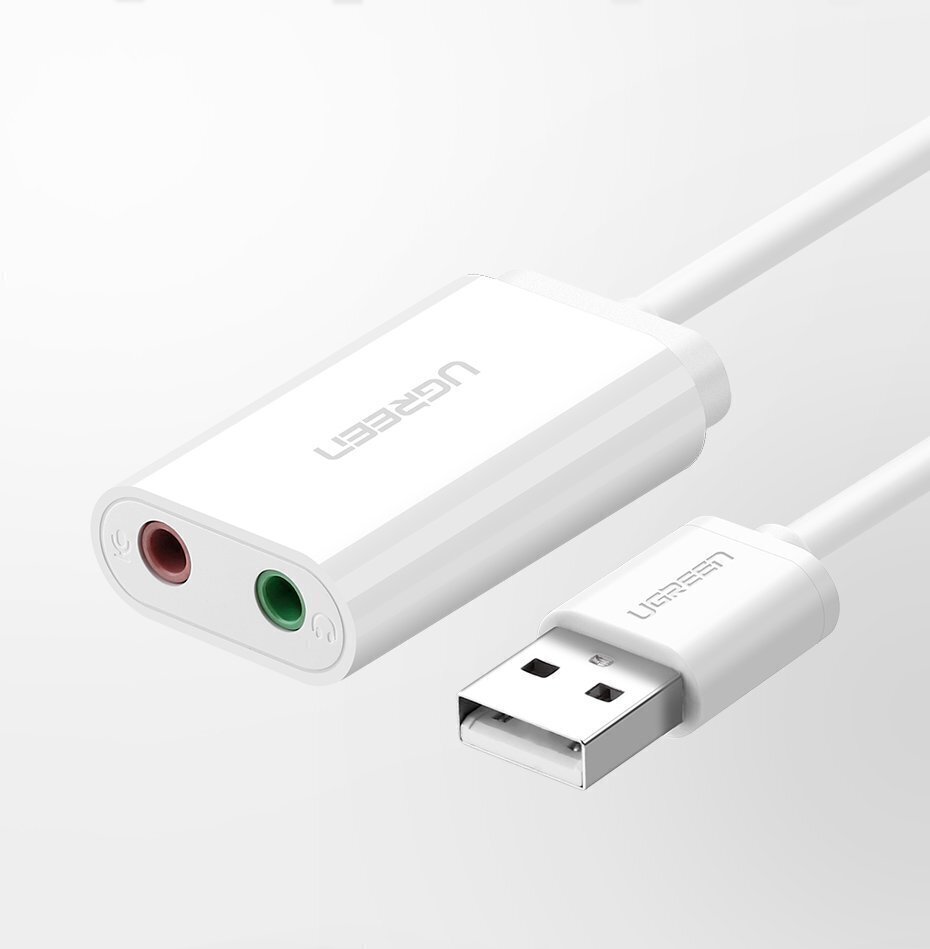 USB-heliadapter Ugreen 3,5 mm minipistik 15cm, must 30724 цена и информация | USB jagajad, adapterid | kaup24.ee