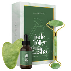 Jade näorull Gua Sha masseerija ja C-vitamiini seerumiga hind ja info | Näopuhastus- ja massaažiseadmed | kaup24.ee