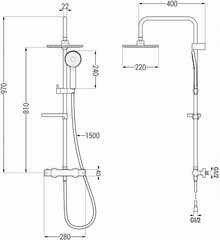 Dušisüsteem termostaadiga Mexen KX40, Graphite hind ja info | Komplektid ja dušipaneelid | kaup24.ee